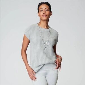 J. Jill Wearever Light Gray Knit Sweater Vest Pullover XSmall